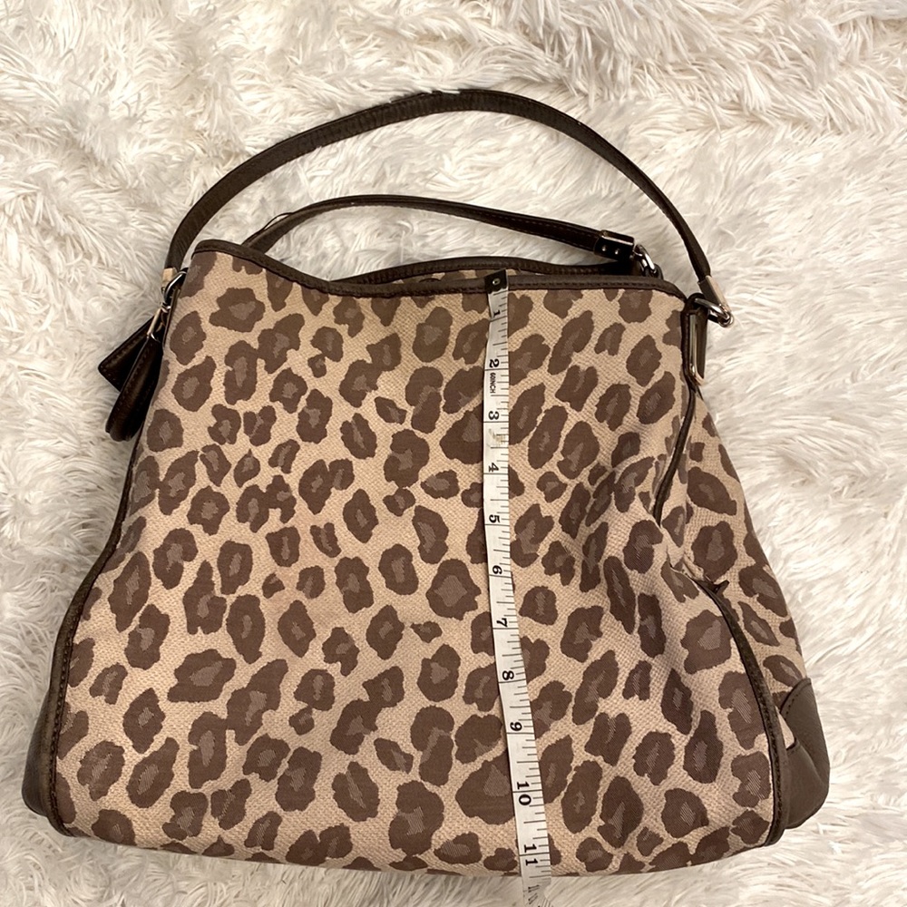 Coach leopard print handbag. 12.5inW/11inH. - Picture 14 of 15